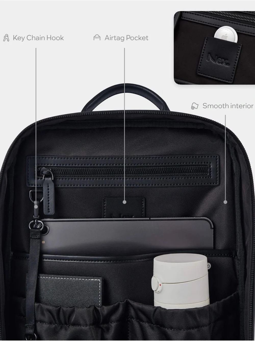 Nex Hawaii Underseat Backpack Black Vegan Leather Laptop Travel